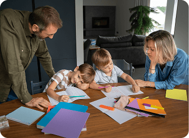 Parents managing multiple children